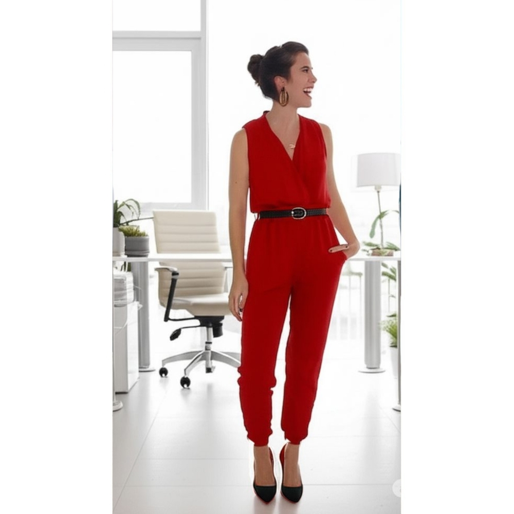 Charming Charlie’s Red Pocket Maxi Jumpsuit